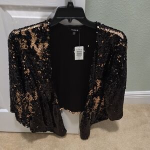 NWT Torrid Black and Gold Sequin Blazer